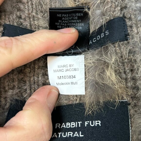 Marc by Marc Jacobs Rabbit Fur Knit Wool Vest Pockets OS Natural Color - Picture 10 of 11